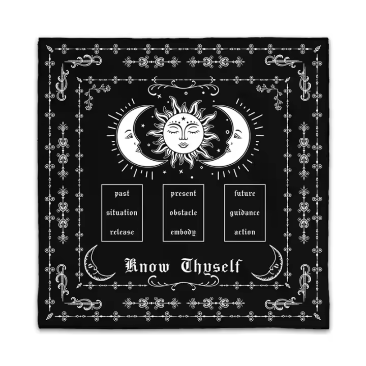 Know Thyself sun moon Spread Tarot tela de lectura Alter Altar bruja decoración del hogar - 1