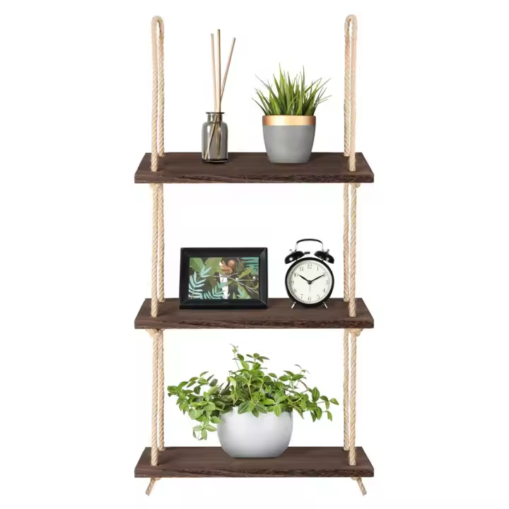 UNHO Estantes Flotantes de Madera Estantería Colgante de Pared de 3 Niveles - 1