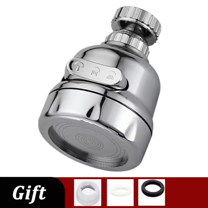 Adaptador de grifo de cocina, 3 modos, boquilla de filtro de salpicaduras, burbujeador de ahorro de agua para baño, extensor de grifo para el hogar, difusor Rotatin de 360 ° - 1