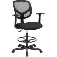 Giratoria, Altura y Reposapiés Regulables, Silla de Dibujo Ergonómica, Silla de Oficina con Reposabrazos, - details 0