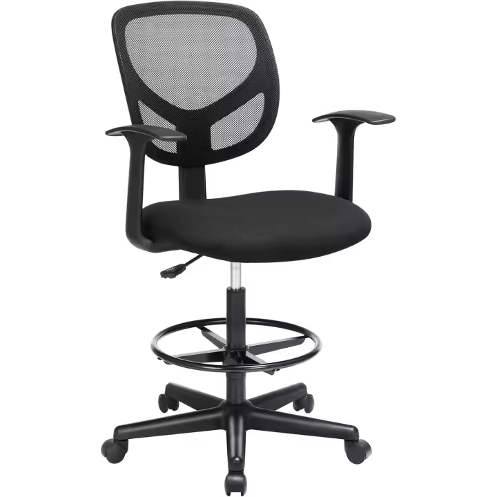 Giratoria, Altura y Reposapiés Regulables, Silla de Dibujo Ergonómica, Silla de Oficina con Reposabrazos, - 1