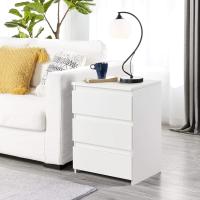2 piezas Mesitas de Noche con 3 Cajones 45x35x60,5cm Mesitas de Noche Modernas para Dormitorio Mesa Auxiliares de Madera para Sala de Estar Blanca - details 5