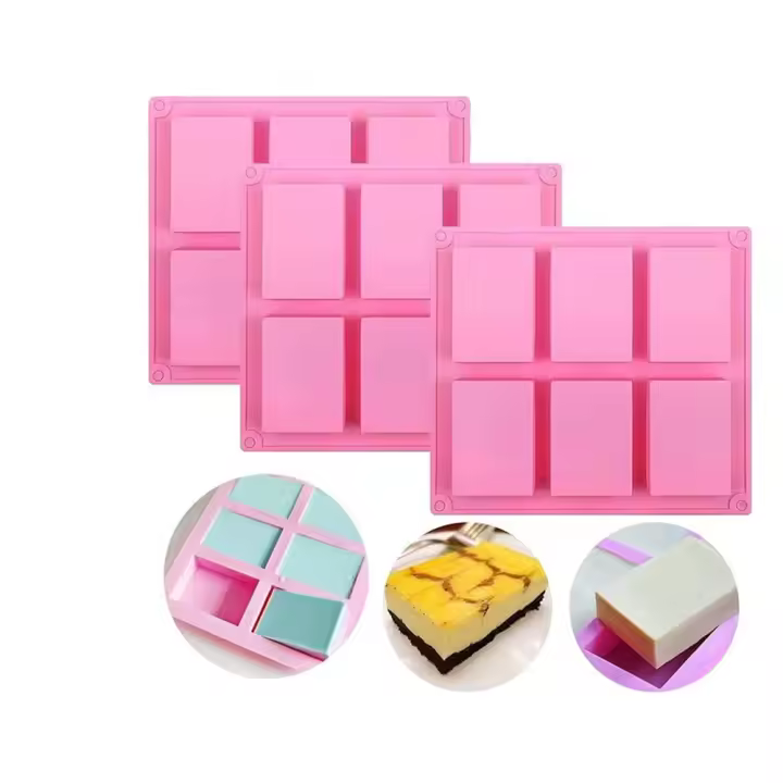 Juego de moldes de jabón hechos a mano DIY, moldes de sartén para pasteles, 3, 6 cavidades - 1