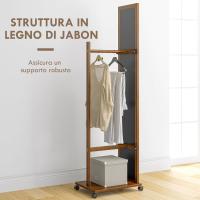 Espejo Largo con Ruedas Espejo de Cuerpo Completo para Ropa y Muebles Inferiores de Dormitorio Salón Pasillo 35,5x49,5x167,8 cm Nogal - details 5