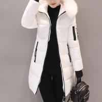 Abrigo de algodón con capucha para mujer, chaqueta cálida de manga larga a prueba de viento, de longitud media, Color sólido, ajustado, para invierno - details 2