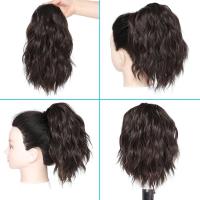 Extensión de cola de caballo con cordón sintético, ondulado, rizado, ombré, ondulación de agua, cola de caballo falsa, piezas de pelo corto Natural de 12 pulgadas, diario - details 7