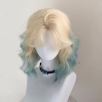 Peluca Bob sintética de cuero cabelludo simulado, color rosa y azul, Cosplay Harajuku, pelucas onduladas cortas y rizadas, cubierta completa para la cabeza, peluca sintética en capas para Halloween - details 10