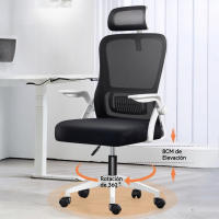Silla de Oficina Silla Gaming Silla Ergonómica de Oficina con Reposacabezas Soporte Lumbar Ajustable Respaldo de Malla Transpirable Reposabrazos Plegables de 90 °   Giro de 360° ° - details 2