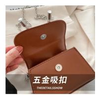 Mini bolsa de hombro con cordones para mujeres, correa de hombro para mujeres, solapa de cuero PU, cadena, moda - details 3