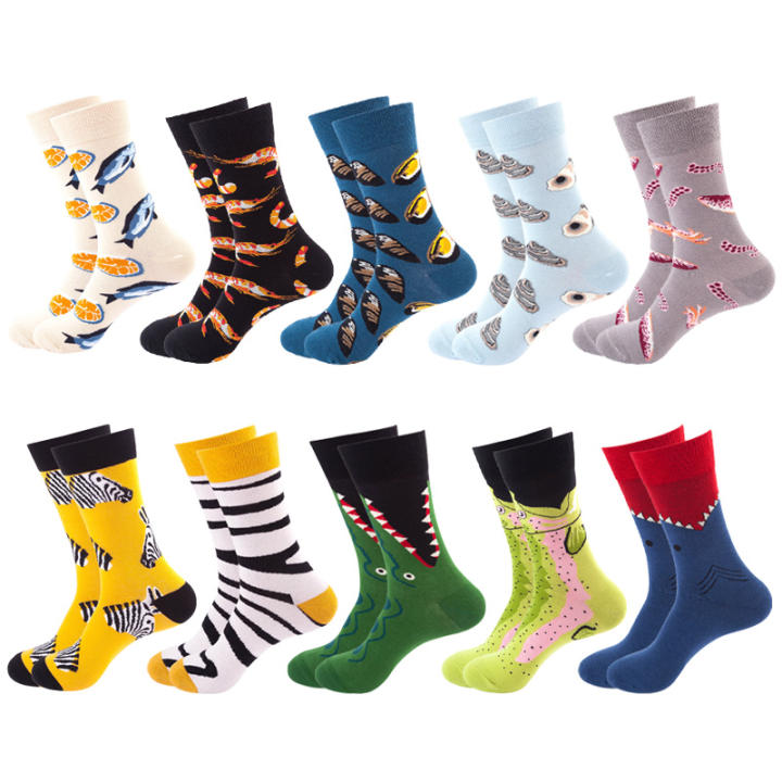 Calcetines divertidos con estampado para hombre y mujer, medias coloridas y cálidas con dibujos de animales, novedad, 5 pares
