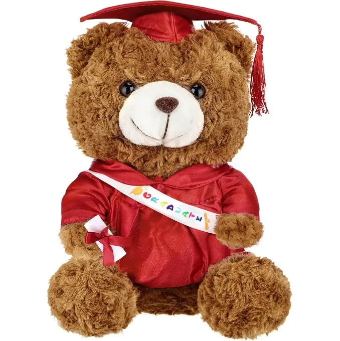 Regalos de oso de graduación, oso de peluche con gorro de Bata, borla, tarjeta de clase de grado, jabón, flor Artificial - 1