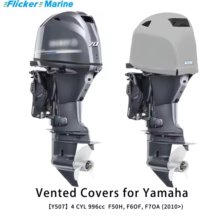 Cubiertas de ventilación personalizadas Flickermarine para motores fueraborda Yamaha 70 HP F50H,F60F,F70A(2010) - 1