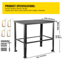 SucceBuy Mesa de soldadura de 36" x 24", banco de trabajo resistente con capacidad de 800 libras, mesa de trabajo de acero con orificios de fijación de 0,63", almohadillas antideslizantes para los pies - details 0