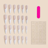 Uñas postizas desnudas con punta blanca, material seguro de larga duración, resistente al agua, para ir de compras, viajar y salir - details 2