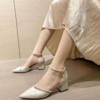 Tacones altos puntiagudos con suela gruesa, adecuados para fiestas formales, modernos y versátiles, con diseño ahuecado para mujer. - details 5
