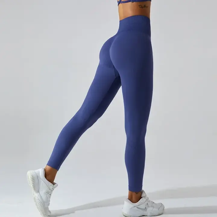 Pantalones deportivos ajustados de secado rápido para mujer, pantalones de Yoga ajustados, pantalones de Yoga de punto sin costuras, pantalones de chándal transpirables antitratamiento para gimnasio y Fitness - 1