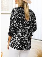 Camisa holgada de gasa con estampado para mujer, camisa de manga corta con cuello redondo para verano - details 2