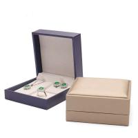 Caja de conjunto de joyería de tres piezas con solapa en ángulo recto de PU de cuero cepillado - details 5