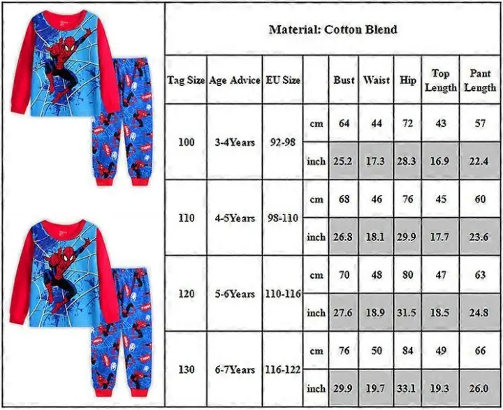 Niños Niños Spiderman Superhéroe Manga Larga Tops Pantalones Pijamas Conjunto Ropa de Dormir Ropa de Dormir PJs 3-7 AñosY BSSM - 1