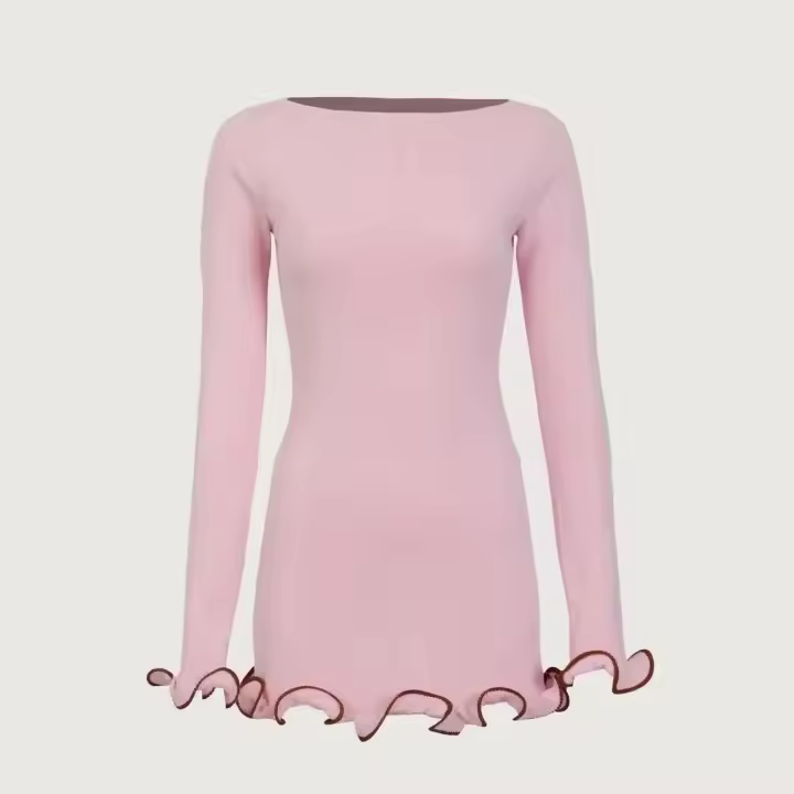Mini suéter de punto de gasa con contraste de setas para mujer, traje de fiesta para mujer - 1