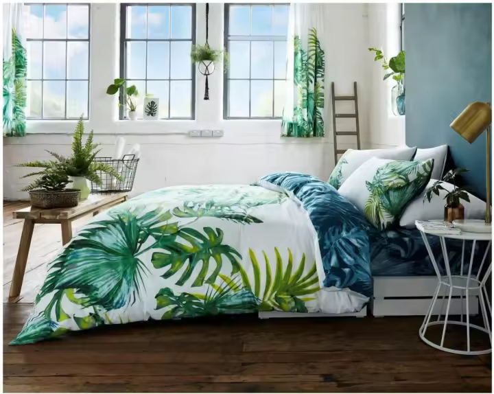 GC GAVENO CAVAILIA Juego de edredón de Hojas Gaveno Cavalia-Juego edredón y Funda de Almohada con diseño de Hojas Tropicales, Poliéster y algodón, Multicolor, Rey, Matrimonio - 1