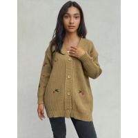 Suéter de punto suelto con cuello en V para mujer, ropa de abrigo bordada, estética, recién llegado - details 10