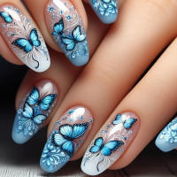 24 Piezas De Uñas Postizas Cortas Cuadradas Estilo Francés Con Flores + 1 Pegamento + 1 Lija Para Uñas - details 24