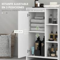 Columna Auxiliar Puerta 3 Estantes Abiertos Antivuelco Estilo Morno 53x30x80 cm Blanco - details 1