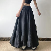 BUNO-Falda larga informal de Color liso para mujer, Falda acampanada elástica de cintura alta coreana, moda de verano, 2025 - details 15