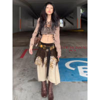 BUNO-faldas escalonadas de malla con estampado de leopardo para mujer, falda larga Irregular bohemia de cintura baja, - details 3