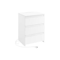 Mesita de Noche Moderna de Madera MDF Blanca 2 Cajones Diseño Lateral para Sofá Dormitorio - details 11