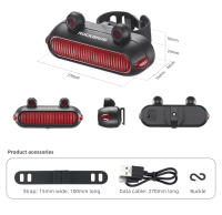 ROCKBROS-luz trasera para bicicleta IPX6, LED tipo C, carga, 5 modos, advertencia de seguridad - details 2
