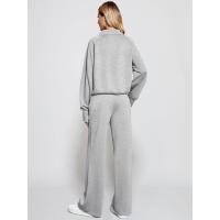 Conjunto casual de dos piezas para mujer: sudadera extragrande con media cremallera y pantalones deportivos de pierna ancha - details 33