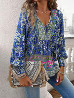 Blusa camisa floral rosa para mujer, top suelto de manga larga, ropa de calle, traje de oficina, ropa de mujer para otoño y primavera - details 13