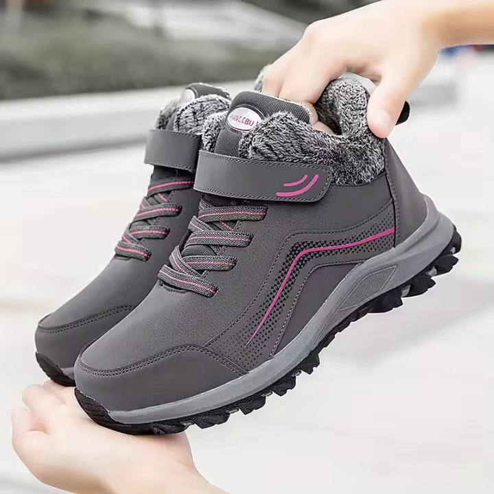 Women's Fleece Liner Ankle Boots Casual Warm Lace Up Faux Leather Shoes Fashion Women's Sneakers - 1