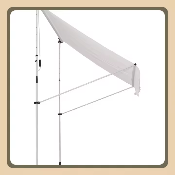Toldo Manual Retráctil 2x1,5 m Toldo Exterior Terraza Enrollable Altura Ajustable con Manivela 170-280 cm Sin Taladro para Balcón Jardín Blanco - 1