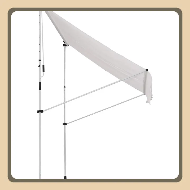 Toldo Manual Retráctil 2x1,5 m Toldo Exterior Terraza Enrollable Altura Ajustable con Manivela 170-280 cm Sin Taladro para Balcón Jardín Blanco - 1
