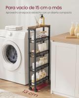 Carro de 4 Niveles, Carro Estrecho de Cocina con Ruedas, con Asa, para Espacio Reducido, 22 x 45,4 x 77 cm, para Cocina, Baño, Salón, Estudio, Marrón Rústico y Negro LRC033B01 - details 49