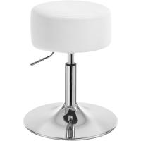 Taburete de Maquillaje Redondo Pequeño Giratorio de Altura Ajustable Taburete Bar Bajo PU para Tocador, Dormitorio, Oficina en Casa y Salón Blanco, BH14ws-1 - details 0