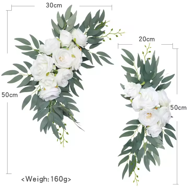 Kit de flores artificiales para arco de boda, eucalipto azul Rosa polvoriento bohemio para decoraciones de boda, letrero de bienvenida, 1 Juego - 1