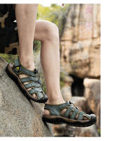 Sandalias de piel auténtica para hombre, zapatos informales para la playa, calzado deportivo antideslizante para exteriores, zapatos romanos de talla grande 38-48 - details 27