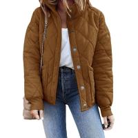 Chaqueta acolchada de manga larga para mujer, abrigo informal de primavera y otoño, Cuello de pie, con bolsillos - details 14