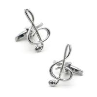 Gemelos de moda para hombre Igame, plateados, diseño de notas, material de latón de alta calidad, novedad - details 0