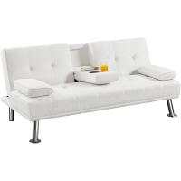 2 Plazas Cama Plegable Tapizada de Piel sintética Sofá con Soporte de Botella Cama 167 X94 cm - details 2