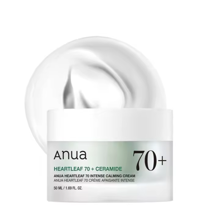 ANUA 70 Crema calmante intensa con ceramida, pantenol, extracto de Heartleaf, cuidado de la piel coreano - (50 ml /1,69 Fl. Oz) - 1