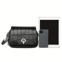 Elegante bolso cruzado negro de cuero genuino para mujer con patrón de cocodrilo, correa desmontable y cierre de cremallera - Bolso de hombro compacto para uso diario, bolso de viaje seguro |   Accesorio Elegante |   Bolso de cuero genuino, bolso cruzado - details 1