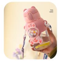 Botella de Agua para Niños 600ML Plástico con Pajita A Prueba de Fugas para Uso Escolar y al Aire Libre - details 4
