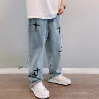 Pantalones Vaqueros Estampados para Hombre Ropa Nueva, Pantalones Vaqueros Holgados de Pierna Ancha, Moda Coreana, Drapados, Rectos, Informales, Sueltos - details 11