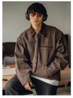 Chaqueta de herramientas de Detroit retro americana chaqueta de béisbol suelta de solapa vieja lavada de marca de moda de primavera y otoño para hombres - details 7