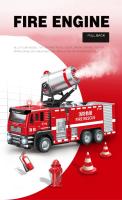 Camión de bomberos de aleación para niños, modelo de coche fundido a presión, simulación de vehículos de ingeniería de agua rociables, luz de sonido, juguete para regalo, 1/50 - details 0